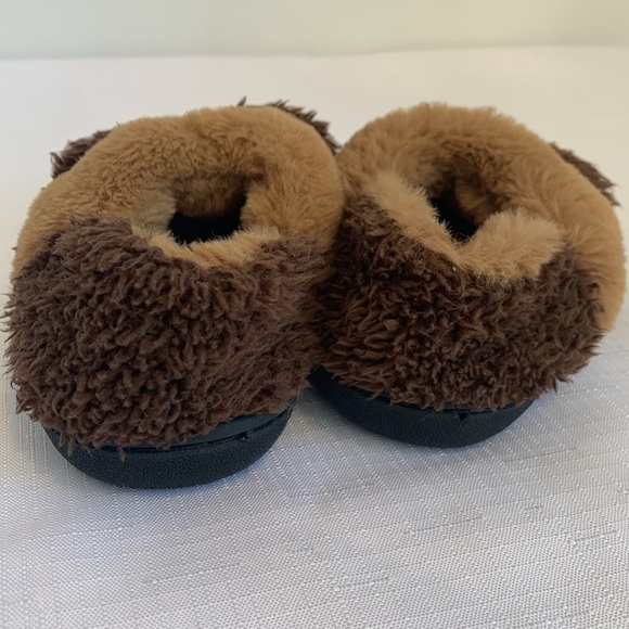 Wonder Nation Fleece Brown Teddy Bear Warm Fuzzy Slippers Boys Girls Size 9/10 - Picture 4 of 5